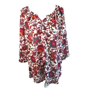 Liz Claiborne Women's Long Sleeve Multi Color Floral Print Shirt Size Large